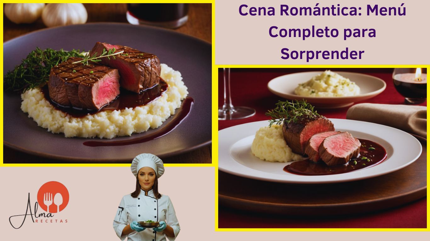 Plato fuerte: Lomo en salsa de vino tinto con puré trufado