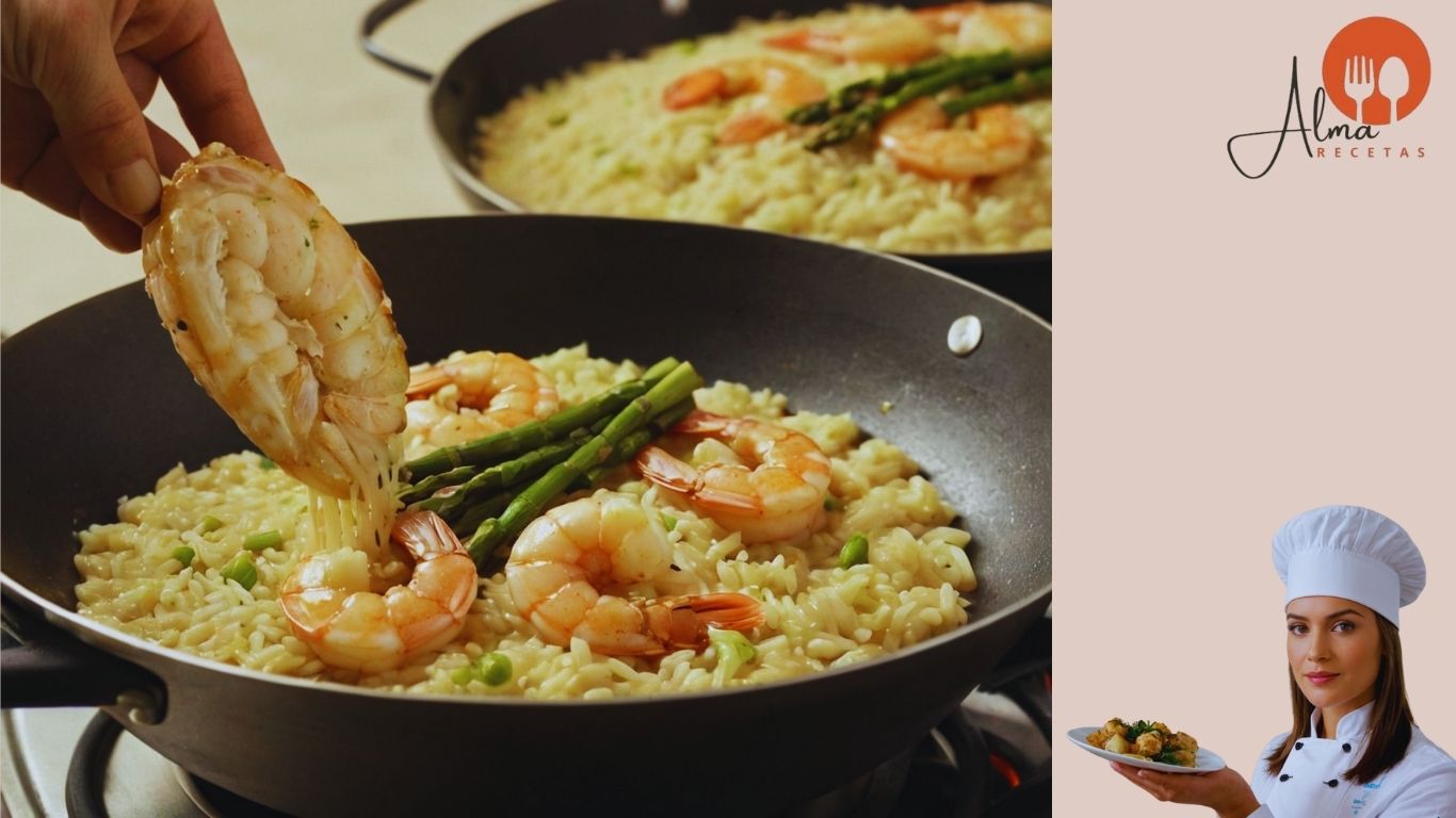 Cena Romántica: Risotto de Camarones y Espárragos